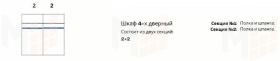 Шкаф Патрисия 4-дверный (2+2) без зеркал караваджо глянец