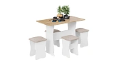Обеденная группа тип 1 - МФ-101.006 Белый, Дуб Крафт золотой, Иск.замша Latte