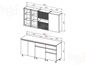Кухонный гарнитур Техно-6 2,0 (атлантик софт/графит софт)