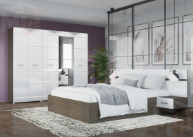 Кровать Ненси 1,4 с основанием (венге/белый глянец)