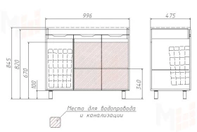 Тумба под умывальник "Andrea 100" 3D с корзиной для белья Домино