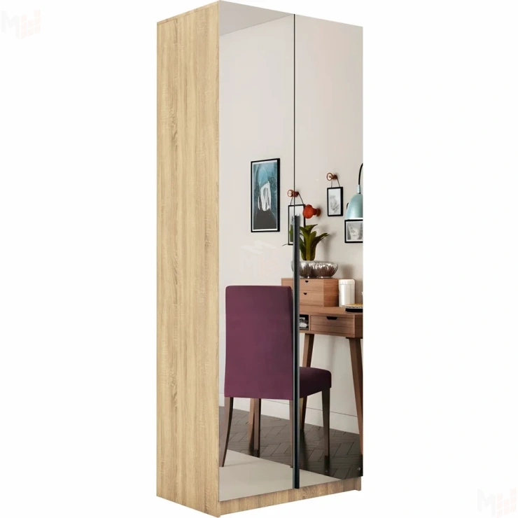 Шкаф  распашной  Локер 2-х дверный  с зеркалом 5 полок 100 см.