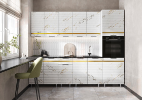 Кухонный гарнитур Милена с пеналом 2,6 (мрамор белый софт)