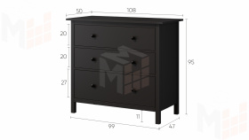 Комод КЫМОР 3 ящика черный