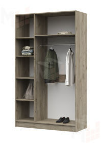 Шкаф 3-х створчатый Басса ШК 557 дуб крафт серый - дуб крафт белый