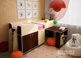Кровать детская с выдвижным столом Фанки Кидз 10