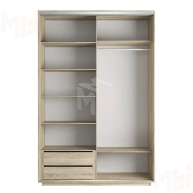 Шкаф-купе Оптим 2-х дверный 140 см. 1 штанга, 7 полок, 2 ящика