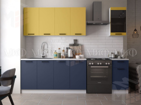 Кухня Техно New 2,0 комп.№3 Горчица софт/Ультрамарин софт