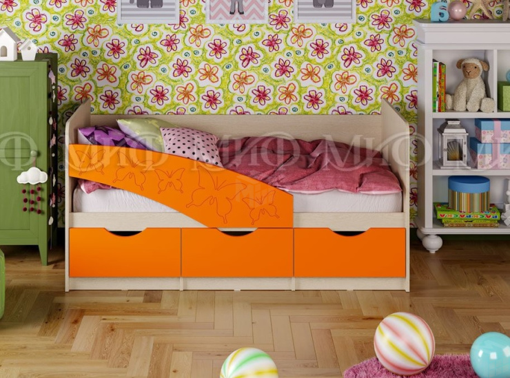 Кровать Бабочки 1,6 МДФ оранжевый