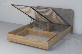 Кровать 031 Эго Дуб Крафт Золотой/Стальной Серый (Пуговицы) ПМ 1400х2000