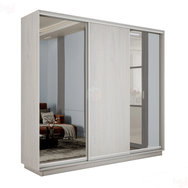 Шкаф-купе Экспресс трио 2 зеркала 1800 (Ясень Анкор светлый)