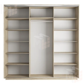Шкаф-купе Оптим 3-х дверный 4 секции (ЛДСП) 180 см. 1 штанга, 11 полок