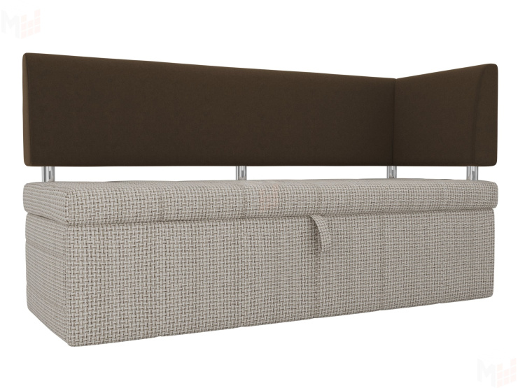 Кухонный прямой диван Стоун с углом (Корфу 02\коричневый)