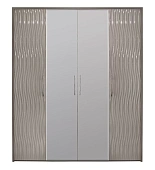 Шкаф Гравита 4-дверный серый камень глянец с зеркалом