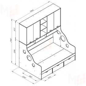 Кровать с антресолью Дельта 21.01