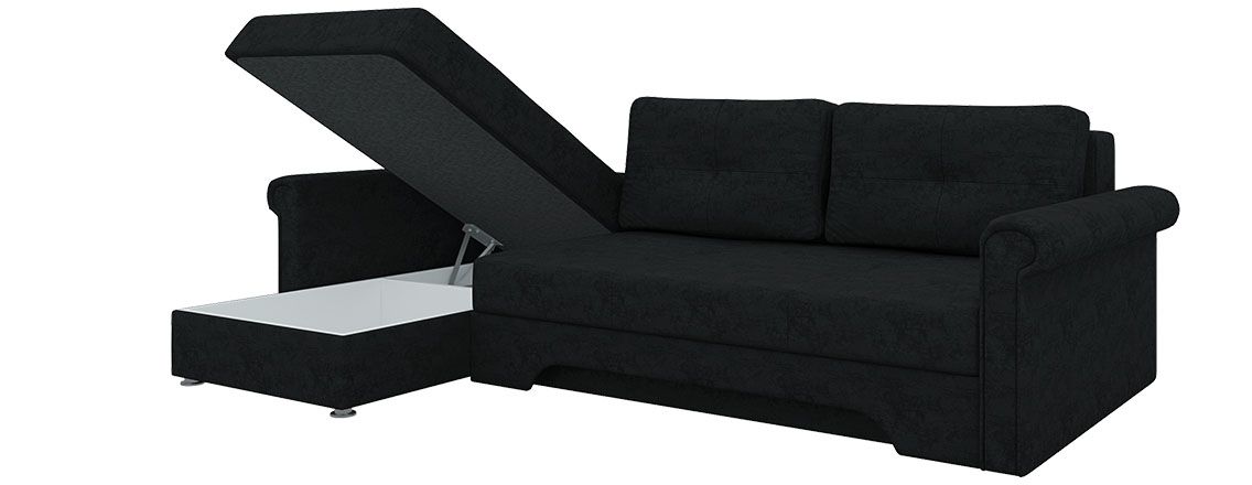 Угловой диван Леон левый угол (Черный)