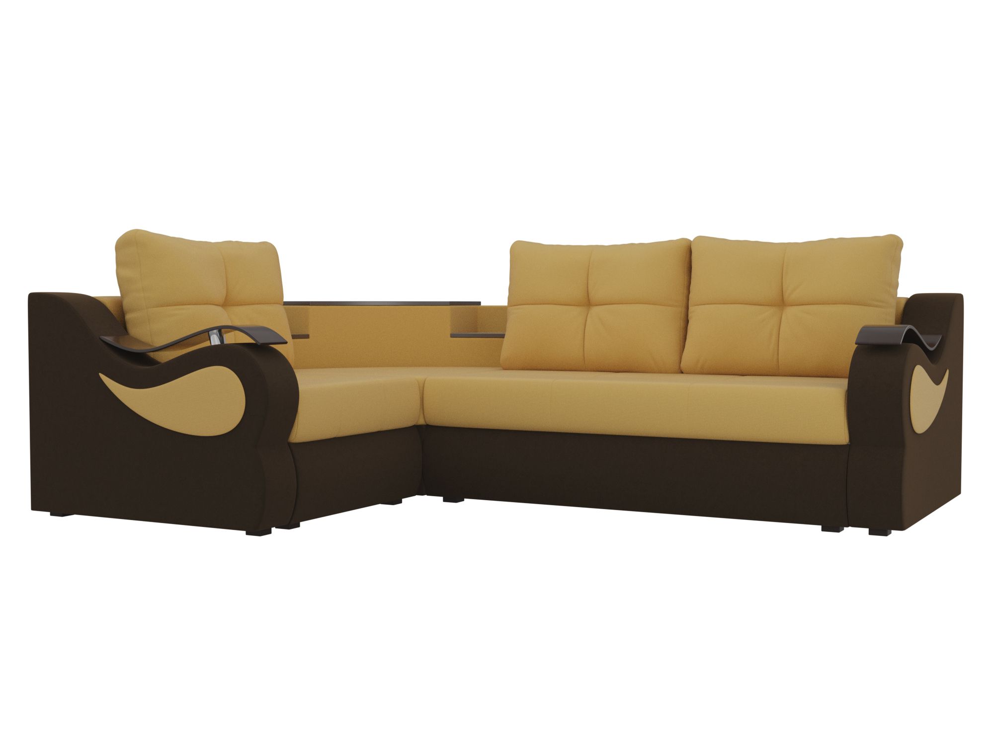 Угловой диван Митчелл левый угол (Желтый\коричневый)