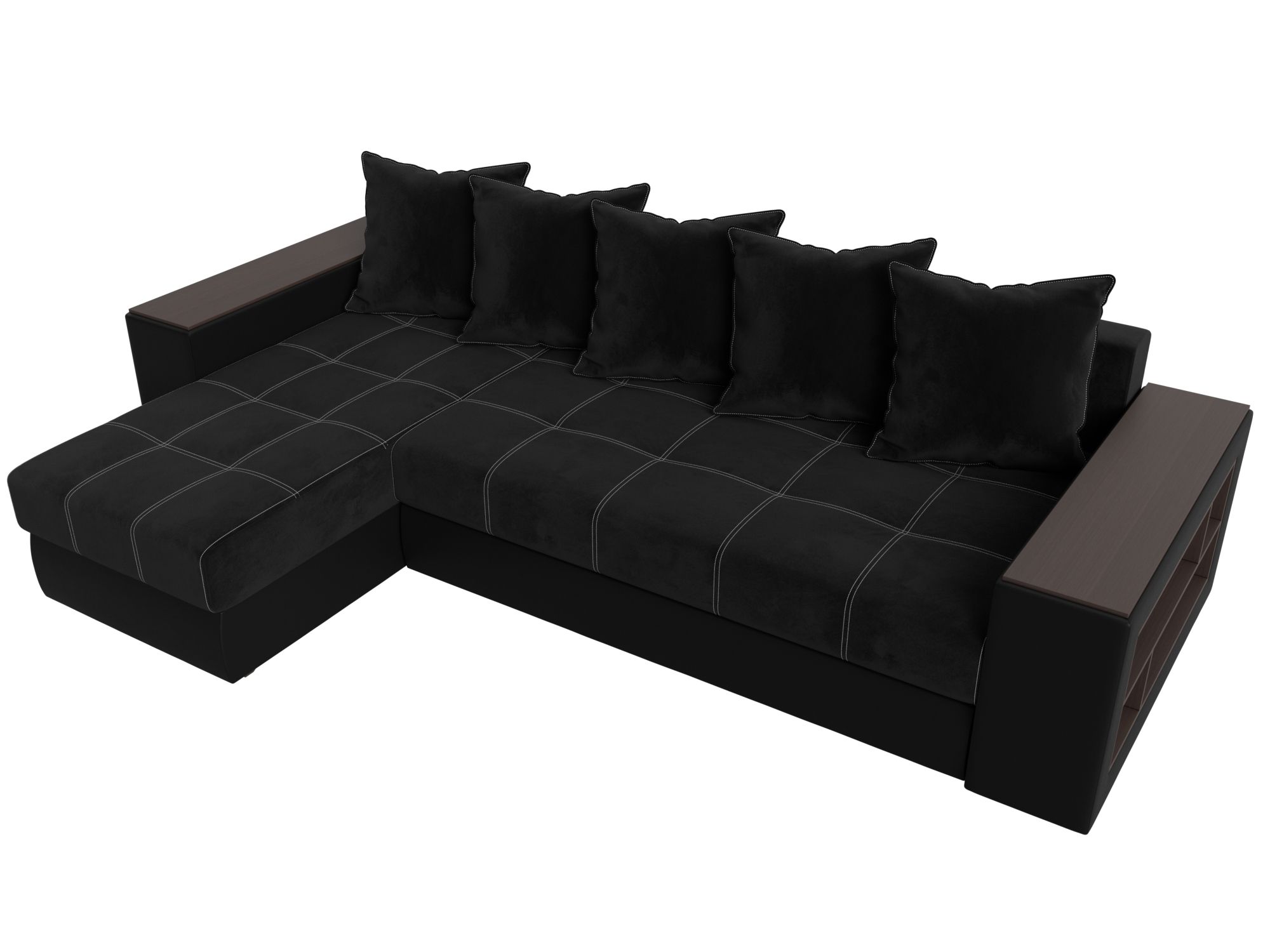 Угловой диван Дубай левый угол (Черный\Черный)